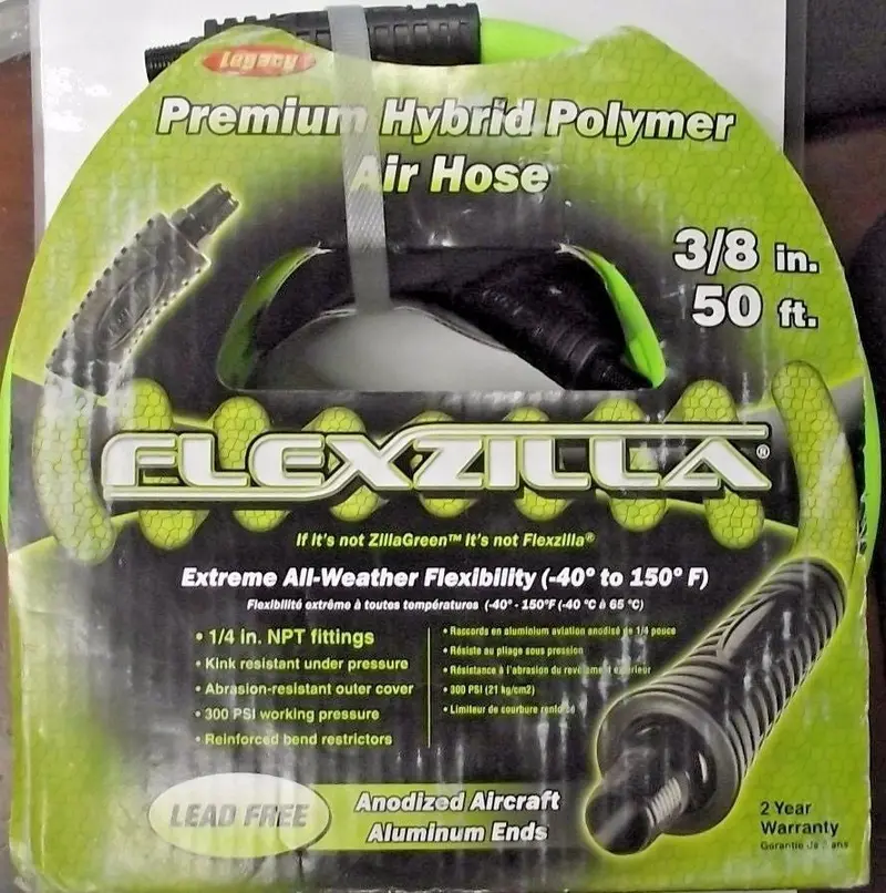 Flexzilla Hybrid Polymer Air Hose – 3/8" X 50', 1/4" Npt Fittings, Yellow/Black, Model Hfz3850Yw2-C 1