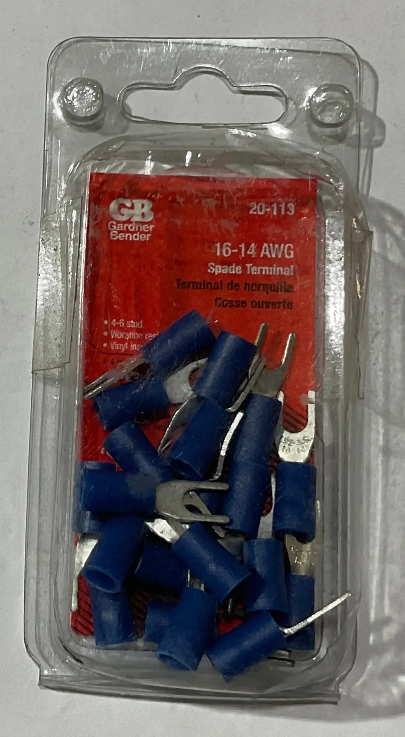 Gardner Bender Premium Spade Connectors – 16–14 Awg, Insulated, 20-Piece Set (Model 20-113) 1