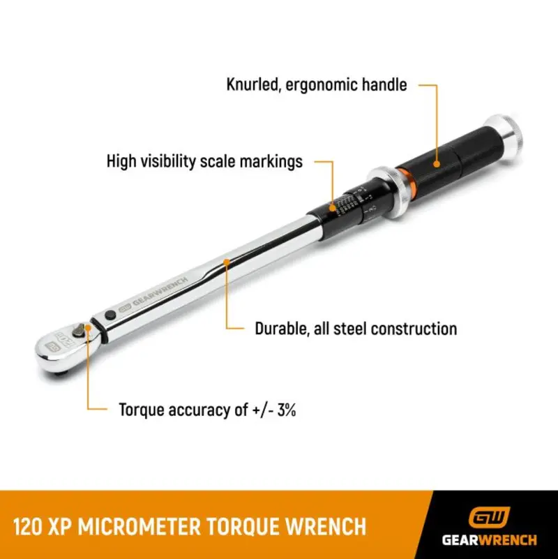Gearwrench 3/8" Drive 120Xp Micrometer Torque Wrench – 30–250 In-Lbs 1