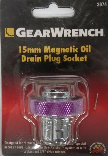 Gearwrench 3874 Magnetic Oil Drain Plug Socket – 15Mm, Deep-Well Design With Strong Magnet 1