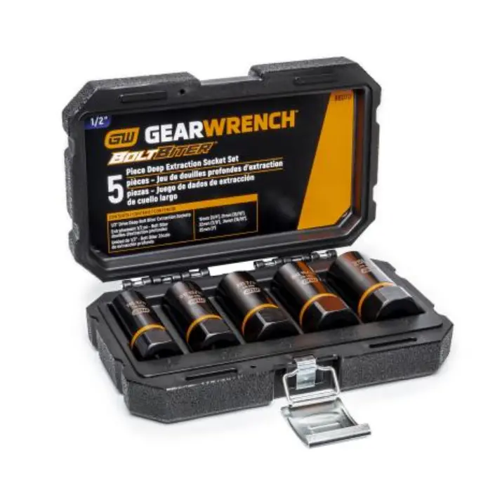 Gearwrench 5-Piece 1/2" Drive Bolt Biter Deep Extraction Socket Set 1