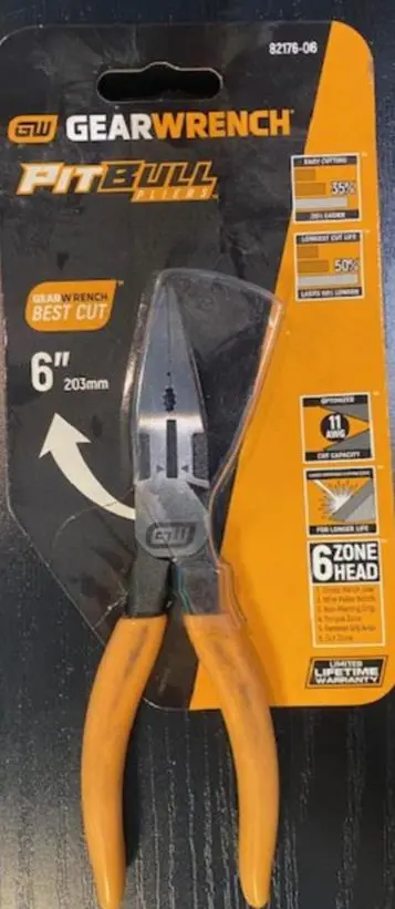 Gearwrench Pitbull 6" Long-Nose Pliers – Precision Bent Tips, Comfort-Grip Coating (Model 82176-06) 1