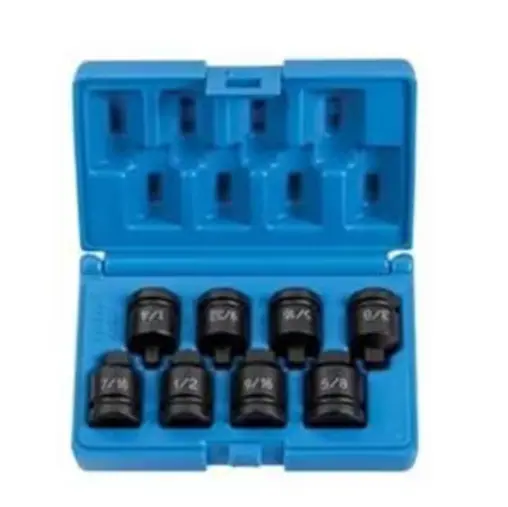 Grey Pneumatic 1/2" Drive Pipe Plug Impact Socket Set – 8-Piece (Model 1308P) 1