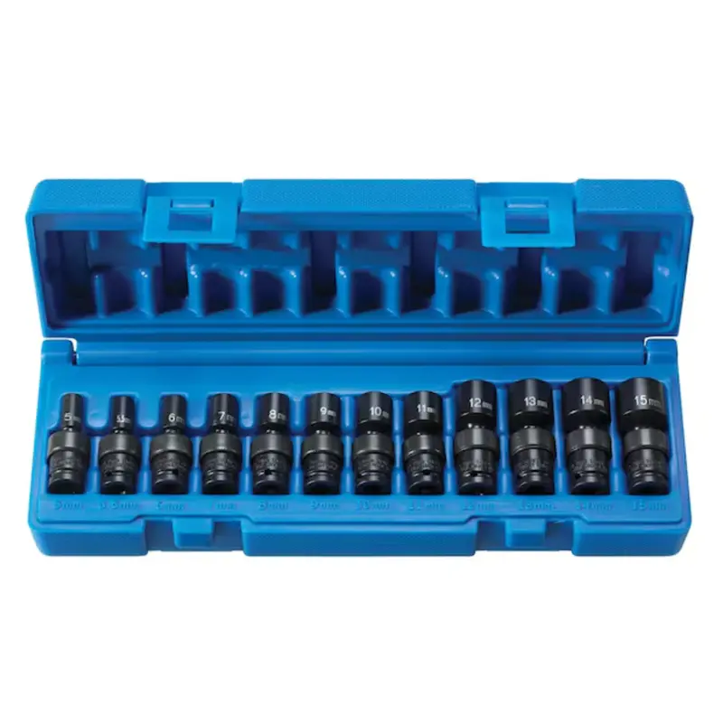 Grey Pneumatic 1/4" Drive Universal Metric Socket Set – 12-Piece Surface Drive (Model 9712Um) 1
