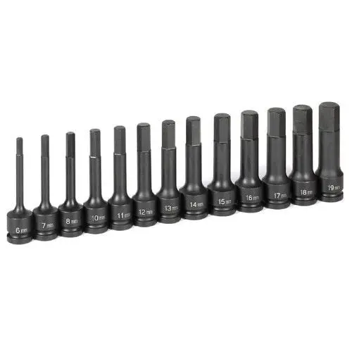Grey Pneumatic 1343Mh 13-Piece Metric Hex Bit Driver Set – 1/2" Drive, 4" Length 1