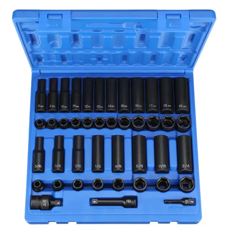 Grey Pneumatic 3/8" Drive Sae/Metric Impact Socket Set – 43-Piece (Standard & Deep) (Model 1243Rd) 1