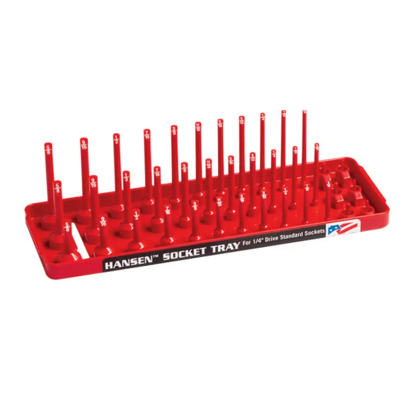 Hansen Global 14013 – 1/4-Inch Drive 3-Row Fractional Socket Tray – Red 1