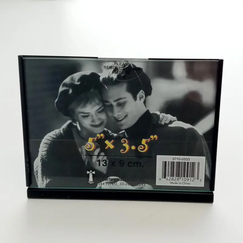 Harbor Town Minimalist Easel Frame – Black Metal & Tempered Glass, 5" X 3.5" 1