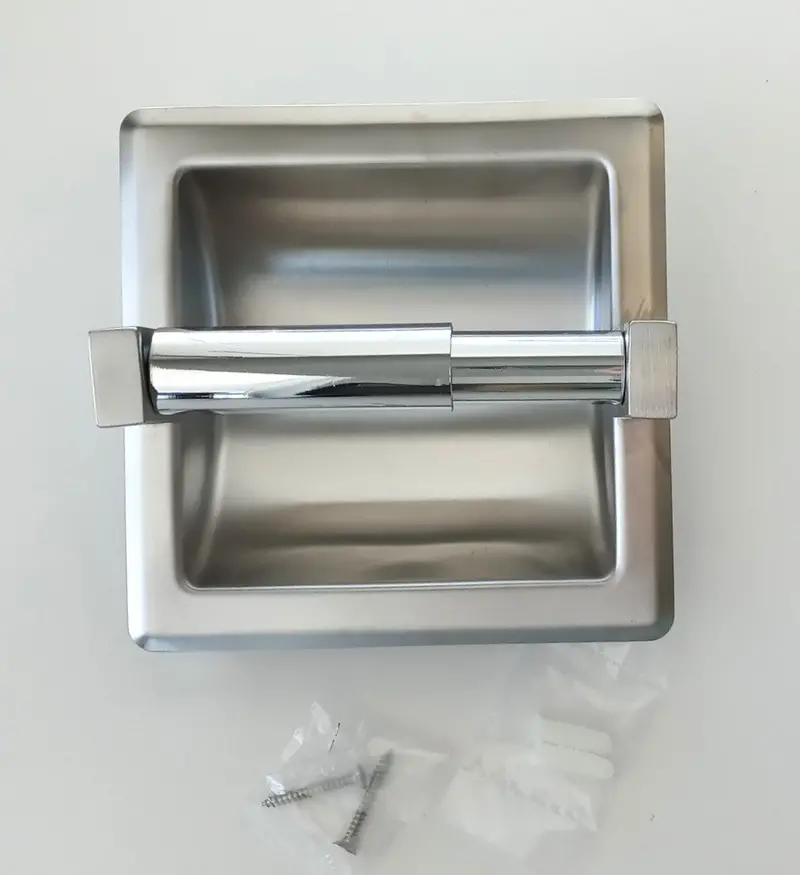 Harney Hardware 13059 Recessed Toilet Paper Holder – Brushed Stainless Steel 1