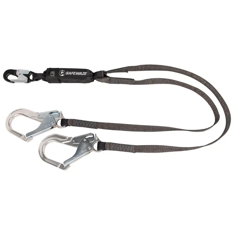 Heavy-Duty 6-Foot Dual-Leg Energy-Absorbing Lanyard – Aluminum Rebar Hooks 1