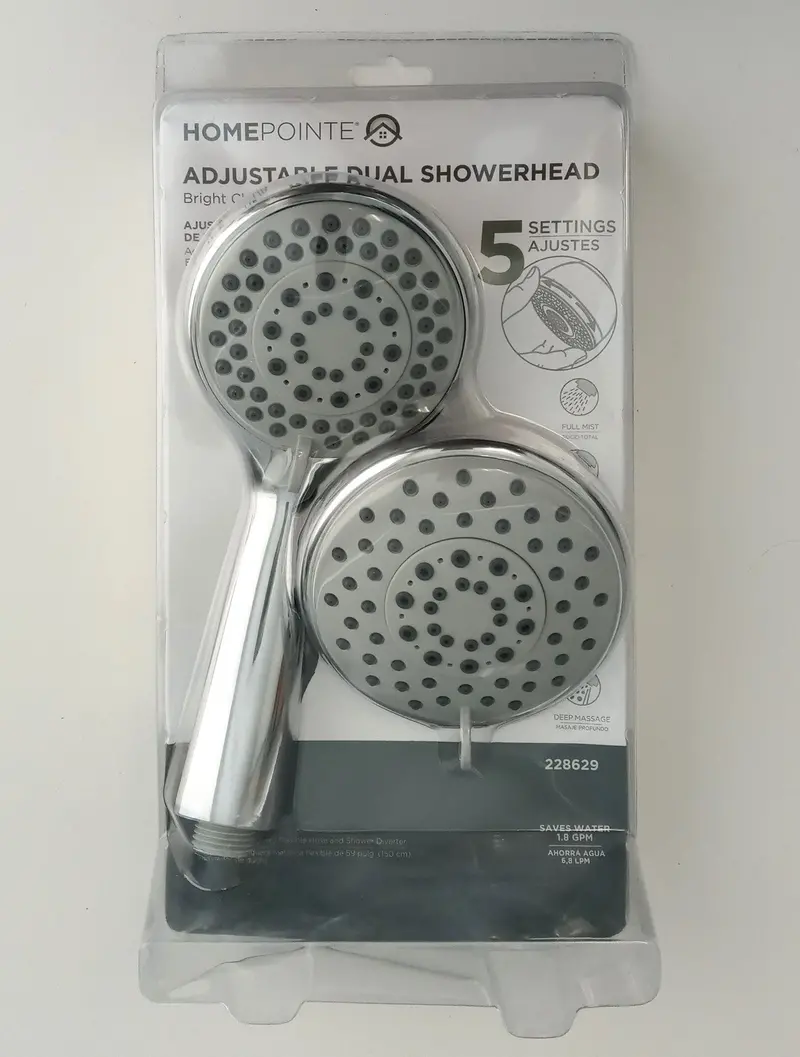 Homepointe Dual-Function Showerhead – Chrome-Plated Fixed & Handheld Unit With 5 Spray Modes 1