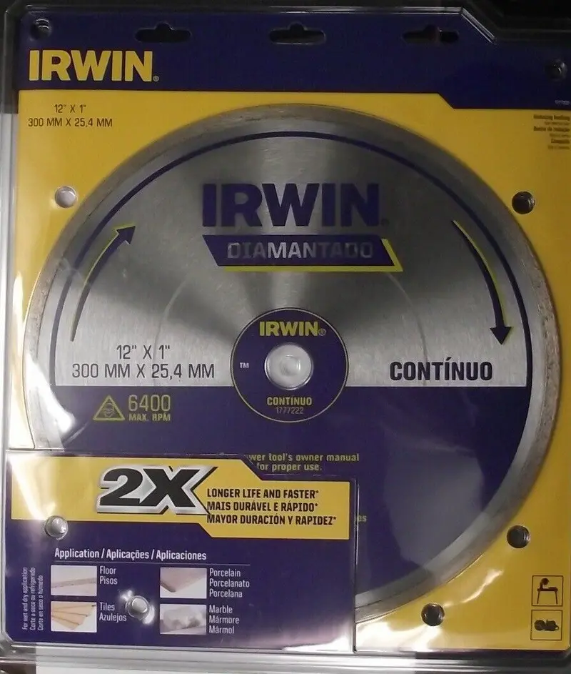 Irwin 1777222 12" X 1" Continuous-Rim Diamond Saw Blade For Concrete & Masonry 1