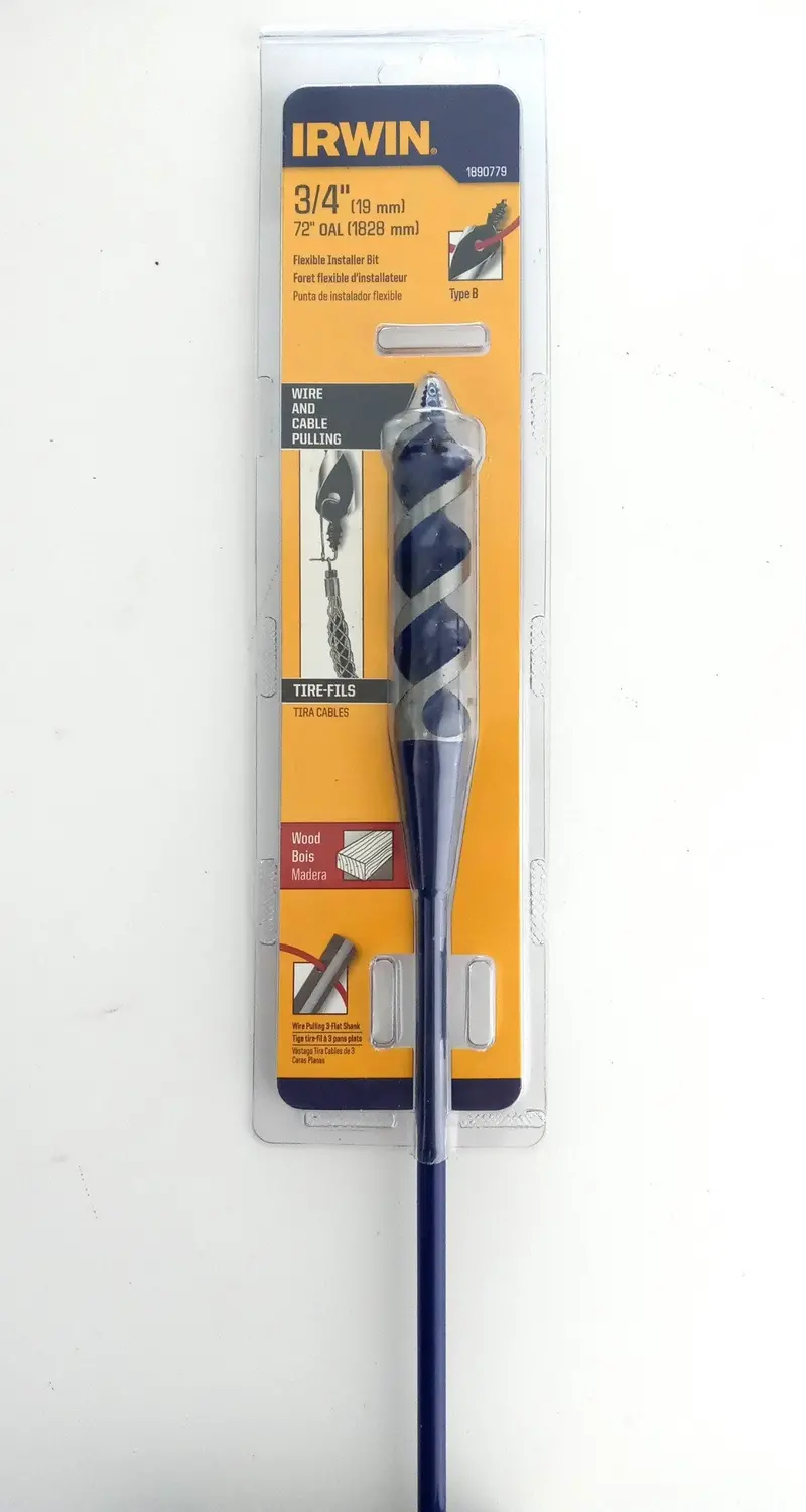 Irwin 1890779 3/4" × 72" Flexible Auger-Tip Installer Drill Bit 1
