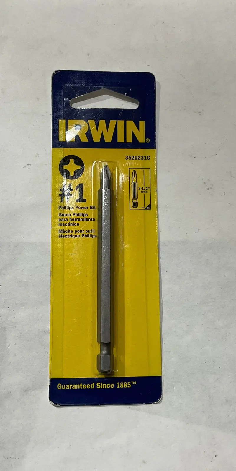 Irwin 3520231C #1 Phillips Power Screwdriver Bit — 3.5" Length, Industrial Grade 1