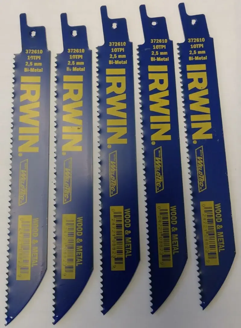 Irwin Weldtec 372610 Reciprocating Saw Blade – 6" × 10 Tpi, Wood & Metal, 5-Pack 1