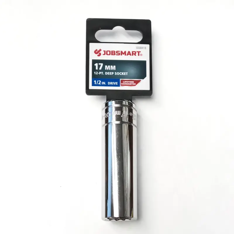 Jobsmart 1/2" Drive 17Mm Deep 12-Point Socket – Metric Deep-Wall Socket (Model 1038415) 1