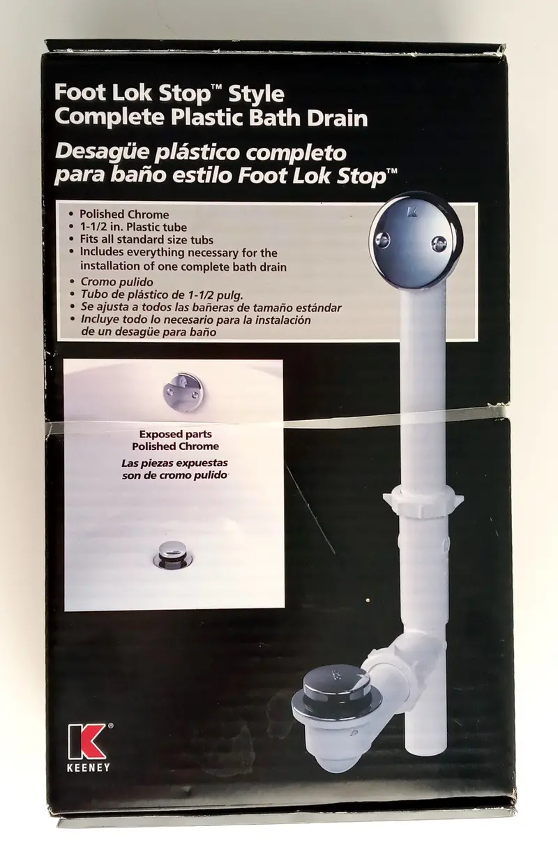 Keeney Foot-Lok Plastic Bath Drain Assembly With Polished Chrome Trim (Model 63W) 1