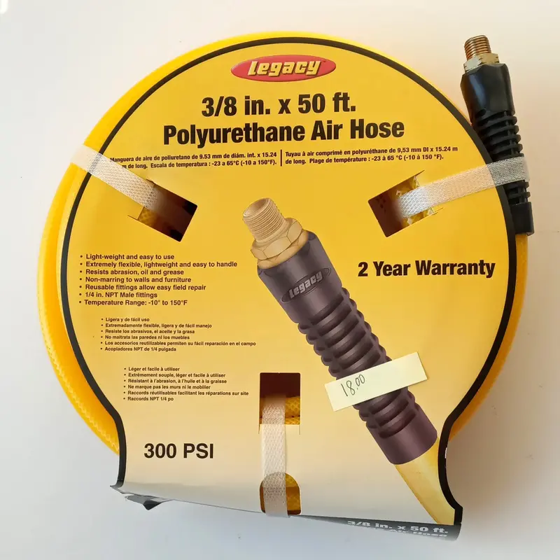Legacy Hepu3850Yw2 3/8" X 50 Ft Polyurethane Air Hose – 300 Psi Rating, Kink-Resistant & Lightweight 1