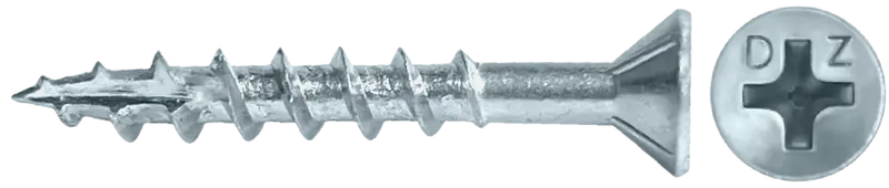 Lok Wood Screw: Phillips Head, Flat Washer With Nibs, Coarse Thread, Type 17 (Zinc Plated) 1
