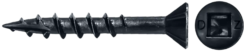 Lok Wood Screw: Square Head, Flat Washer With Nibs, Coarse Thread, Type 17 (Black Oxide) 1