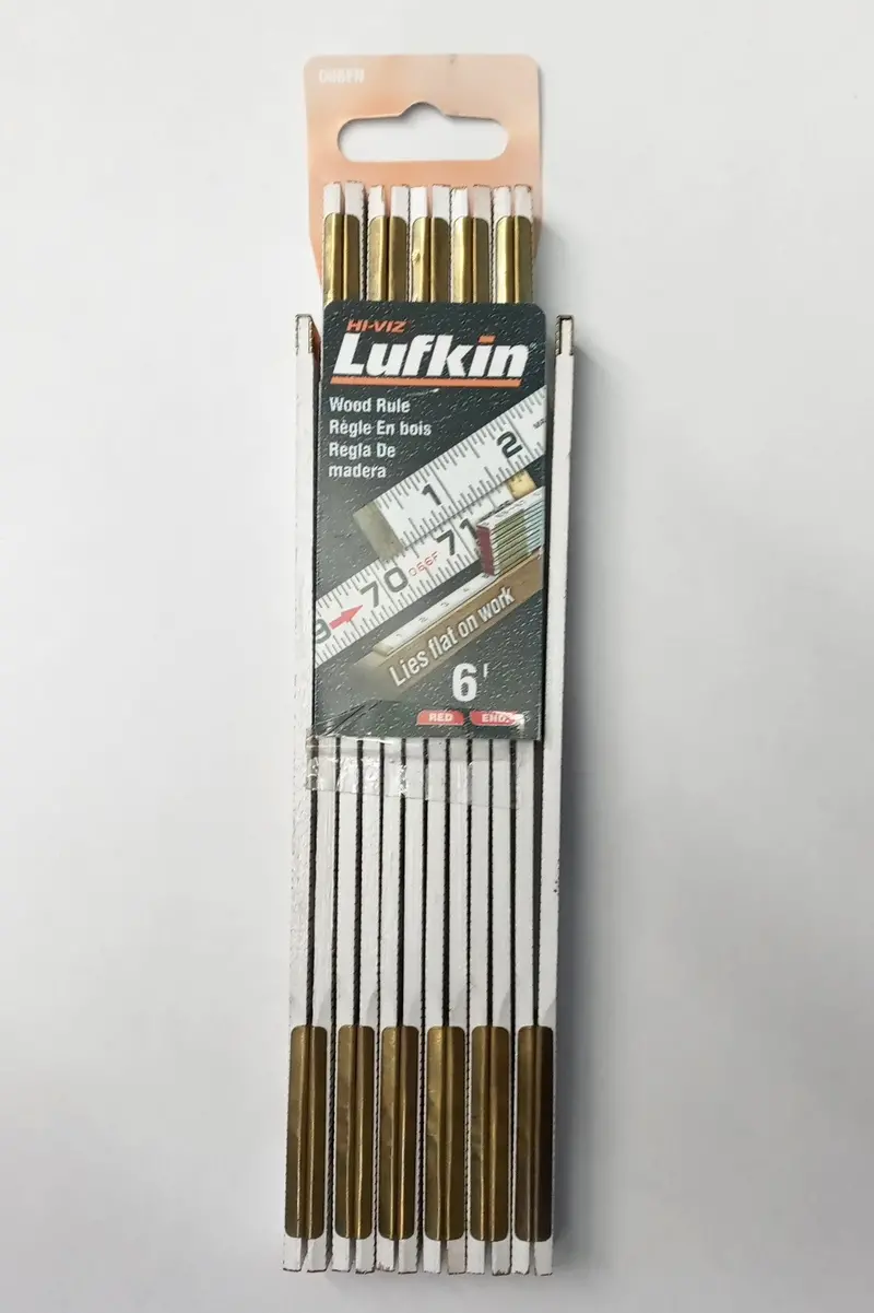 Lufkin 066Fn Flat Reading Wood Folding Rule – 6 Feet X 5/8", Red End Markings 1