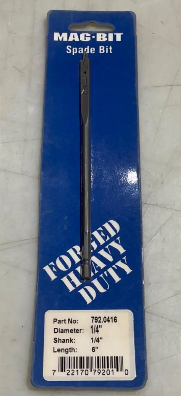 Mag-Bit 792-0416 1/4" X 6" Flat Spade Drill Bit For Wood 1