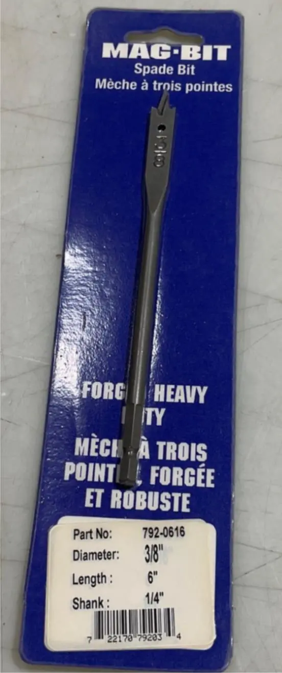 Mag-Bit 792-0616 3/8" X 6" Flat Spade Drill Bit For Wood 1