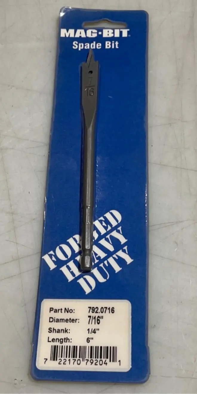 Mag-Bit 792-0716 7/16" X 6" Flat Spade Drill Bit For Wood 1