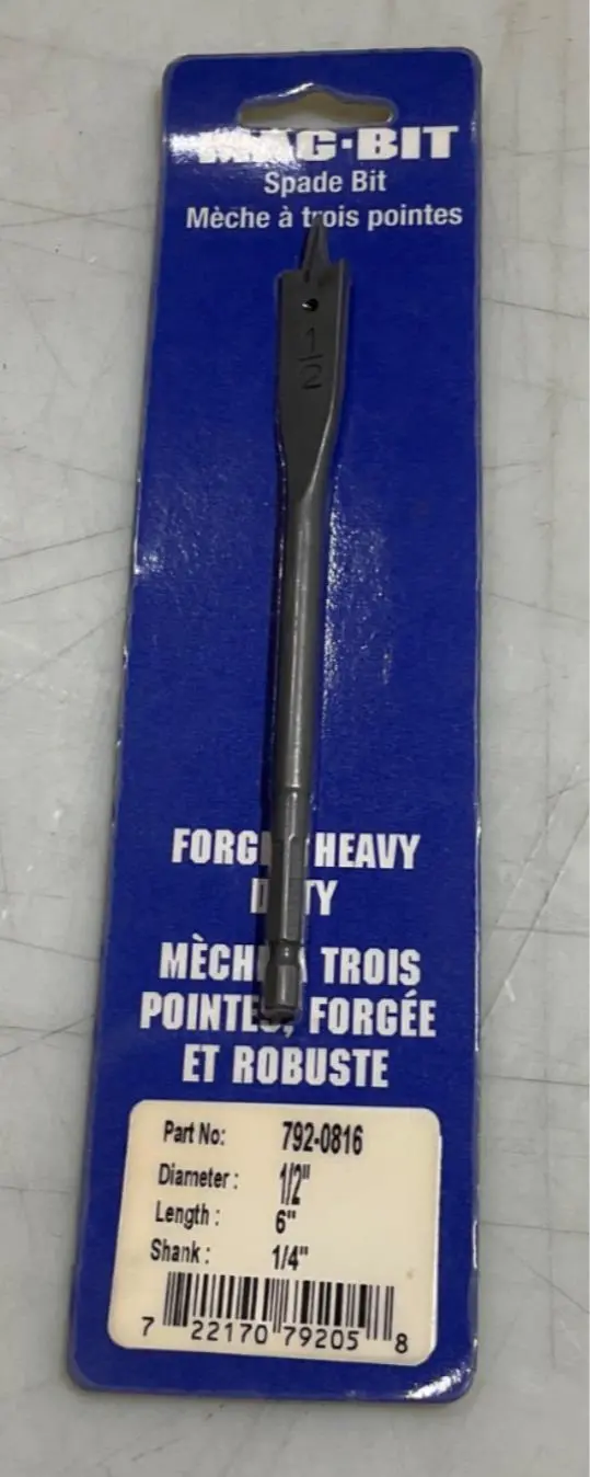 Mag-Bit 792-0816 1/2" X 6" Flat Spade Drill Bit For Wood 1