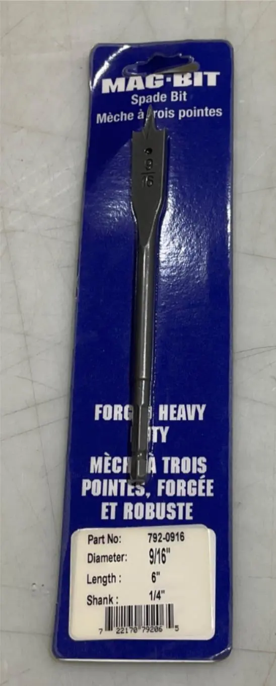 Mag-Bit 792-0916 9/16" X 6" Flat Spade Drill Bit For Wood 1