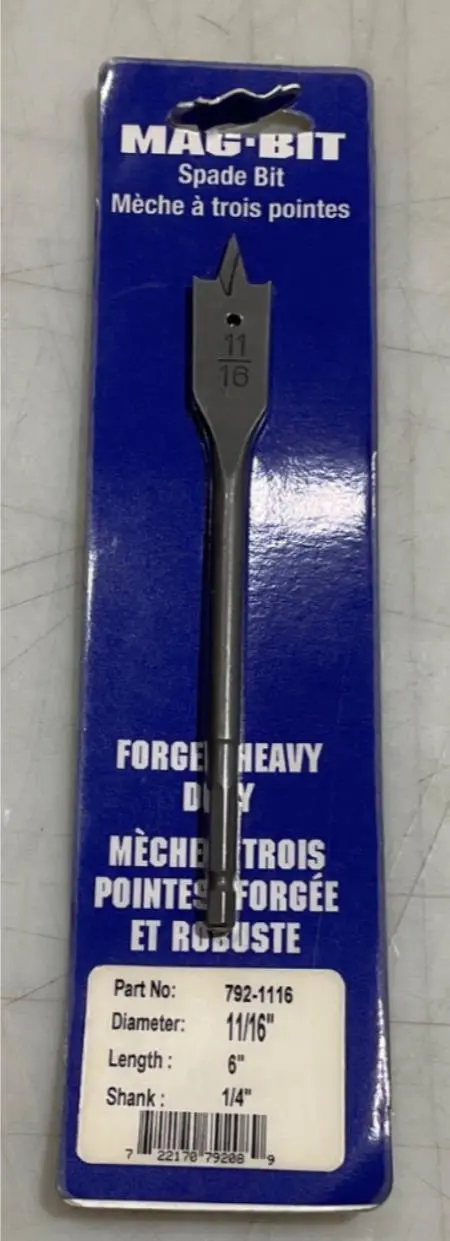 Mag-Bit 792-1116 11/16" X 6" Flat Spade Drill Bit For Wood 1