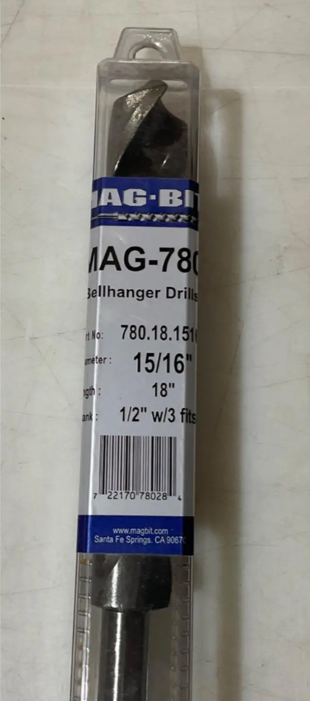 Mag-Bit Bellhanger Drill Bit – 15/16" X 18", Heavy-Duty Steel Construction 1