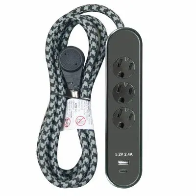 Master Electrician Kab-25B 6-Foot Multi-Port Power Cord: 3 Outlets + Dual Usb Charging 1