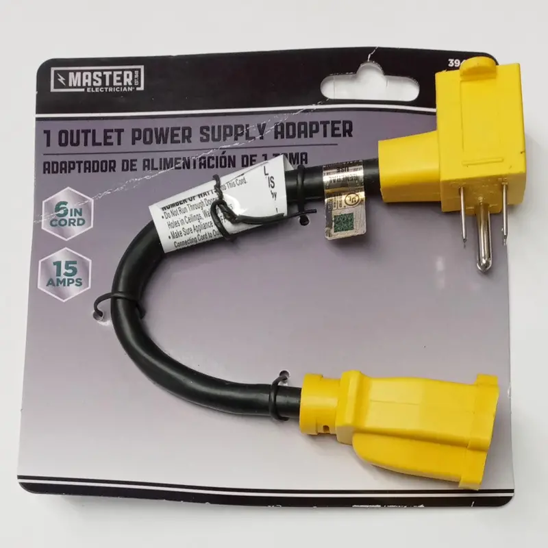 Master Electrician Kab-3P Power Supply Adapter – 15A, 6" Cord, Single Outlet 1