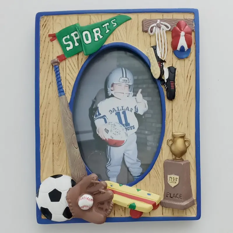 Mervyn'S Sculptural Ceramic Photo Frame – Youth Sports Theme, 3.5" X 5" 1