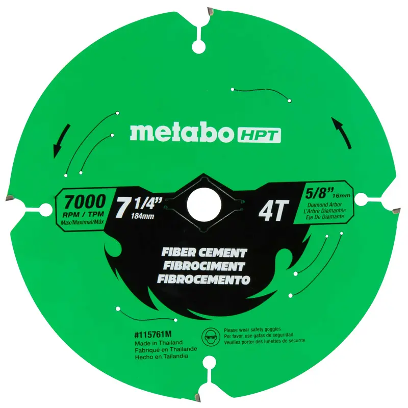Metabo Hpt 7-1/4" Fiber Cement Saw Blade – Optimized For Masonry & Cement Board (115761M) 1