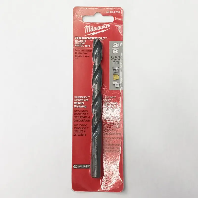 Milwaukee 3/8" Thunderbolt Black Oxide Drill Bit – General Purpose, Model 48-89-2730 1
