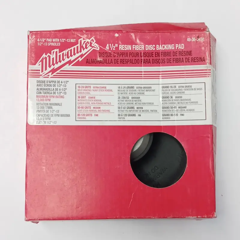 Milwaukee 4-1/2" Resin Fiber Disk Backing Pad – Nut Not Included, Usa #Hw 1