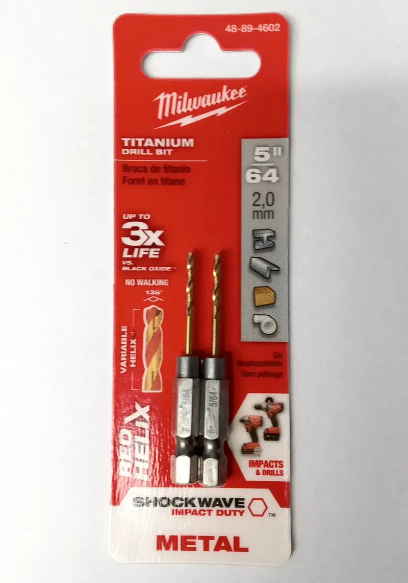 Milwaukee 48-89-4602 Titanium Shockwave Drill Bit — 5/64-Inch, 2-Piece Pack 1