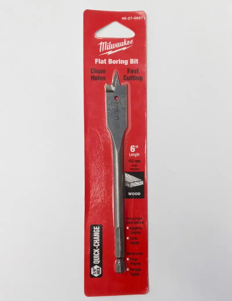 Milwaukee 5/8" X 6" Flat Boring Bit – For Clean, Flush Holes In Wood #Hw 1