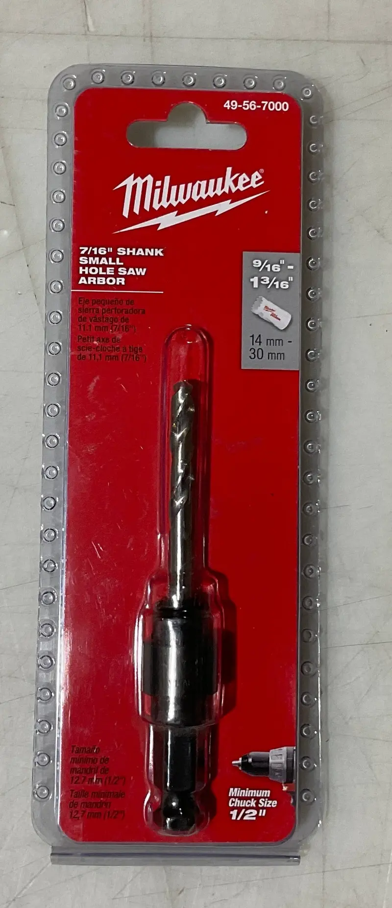 Milwaukee 7/16" Shank Hole Saw Arbor For Wood & Metal – Threaded Design (49-56-7000) 1