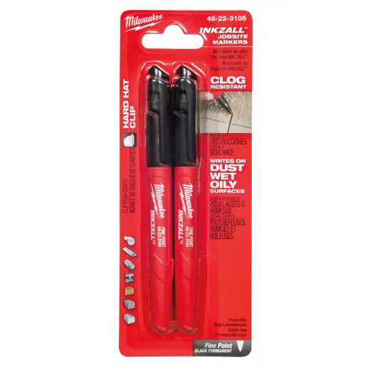 Milwaukee Inkzall Fine-Point Black Markers – Permanent, Fade-Resistant Trade Marking Pens 1