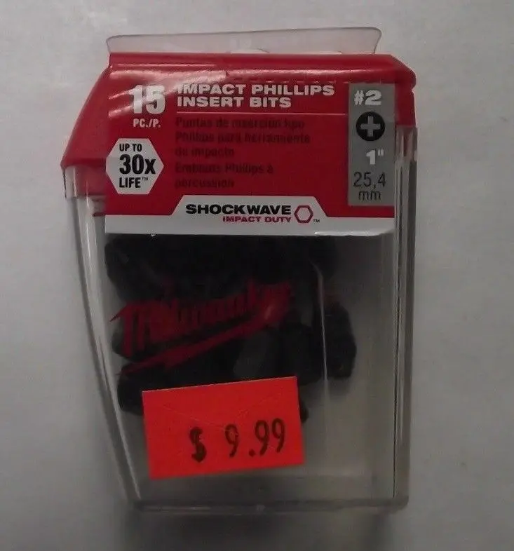 Milwaukee Shockwave Phillips #2 Insert Bit Set – 1-Inch Length, 15-Piece Industrial Screwdriver Bits (Model 48-32-5003) 1