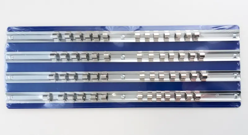 Name Brand Blue Socket Storage Tray — 3/8" Drive, 4-Rail Layout, Capacity: 52 Sockets 1