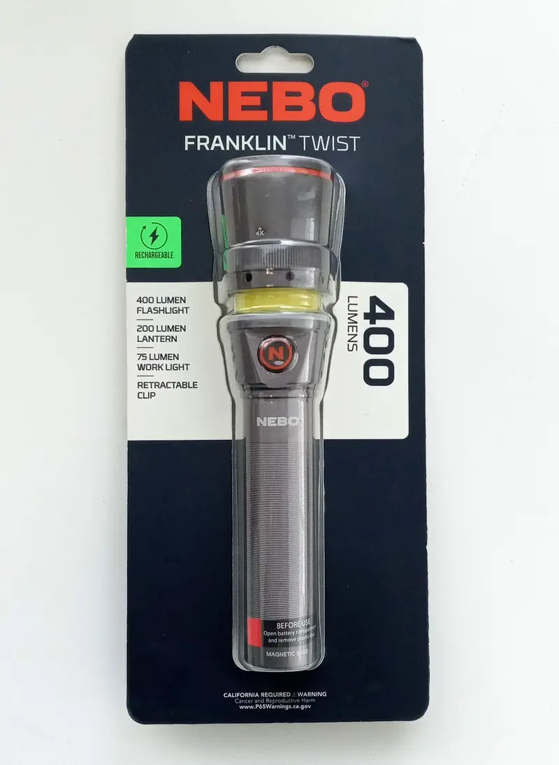 Nebo Franklin Twist Rechargeable Aluminum Flashlight – 400 Lumens, Usb-C Charging 1