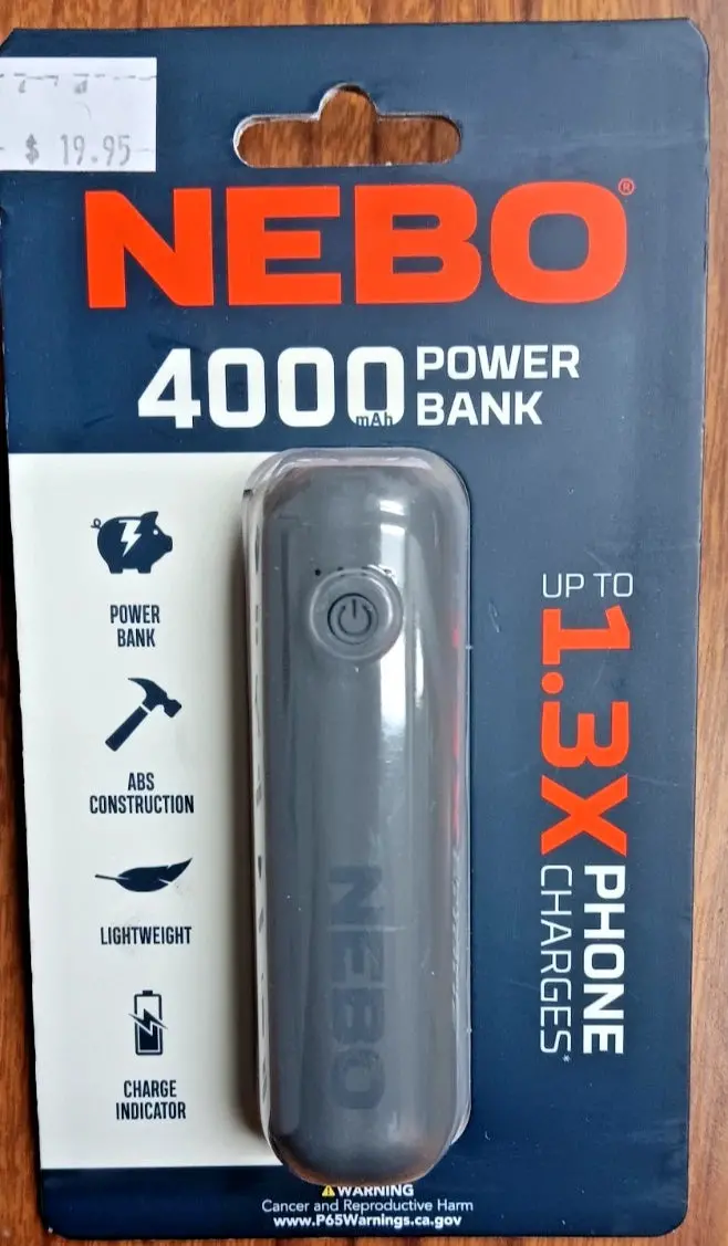 Nebo Portable Power Bank With 4000Mah Usb Charging Capacity (Model Neb-Pwr-0001) 1