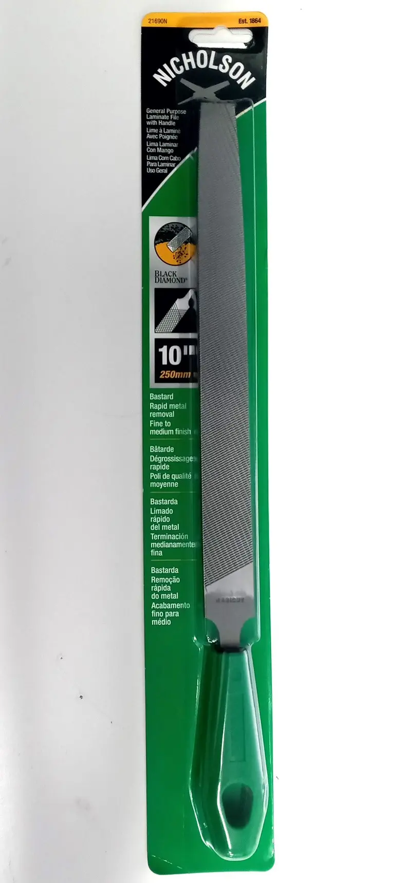 Nicholson Black Diamond 10-Inch General-Purpose Laminate File With Ergonomic Handle 1