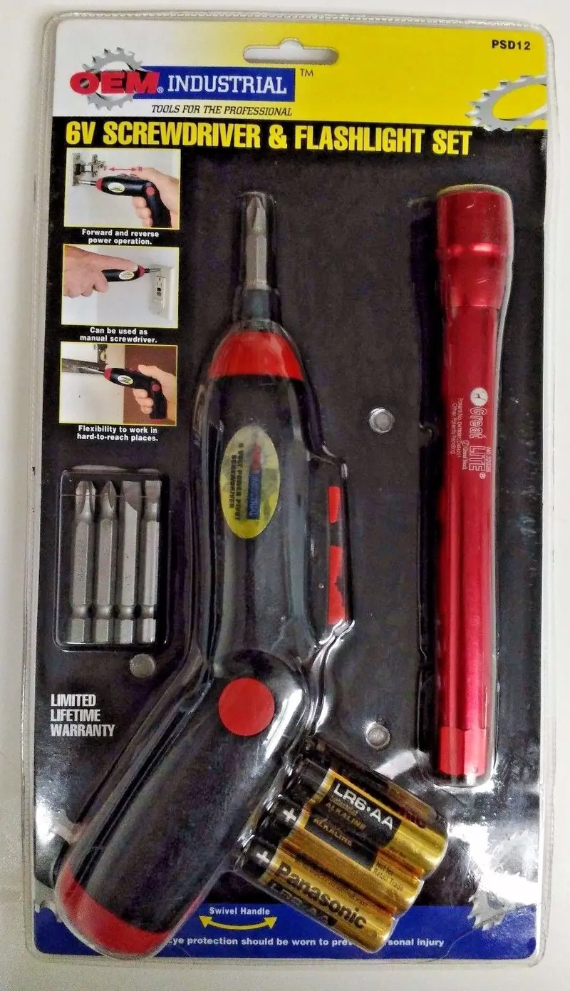 Oem Industrial 6V Dual-Function Tool: Cordless Screwdriver & Led Flashlight 1