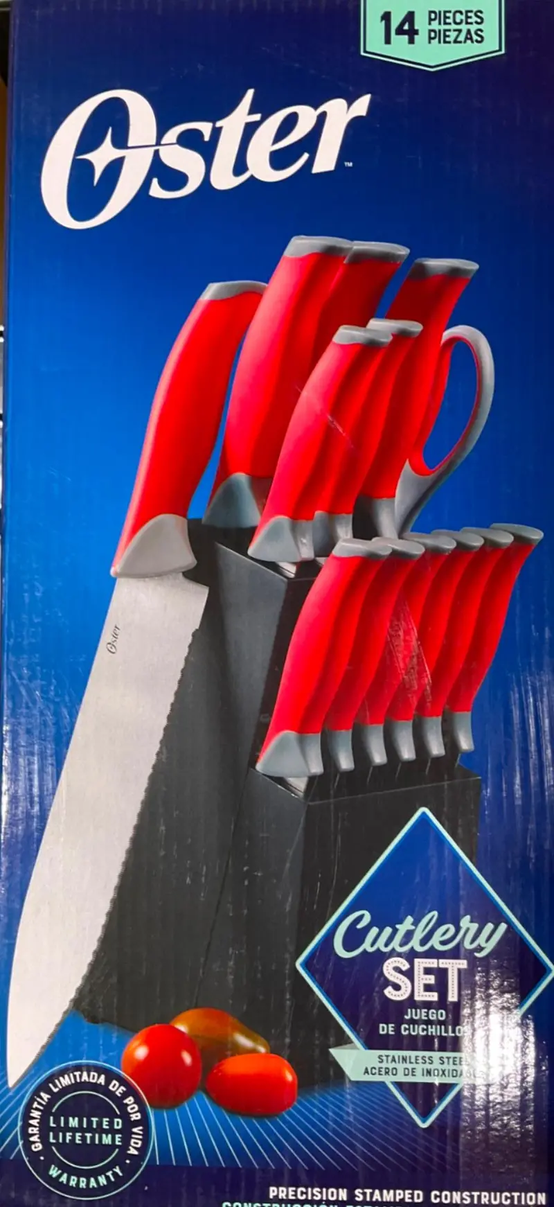 Oster-Lindbergh 14-Piece Cutlery Set — Premium Stainless Steel Knives With Hardwood Block 1