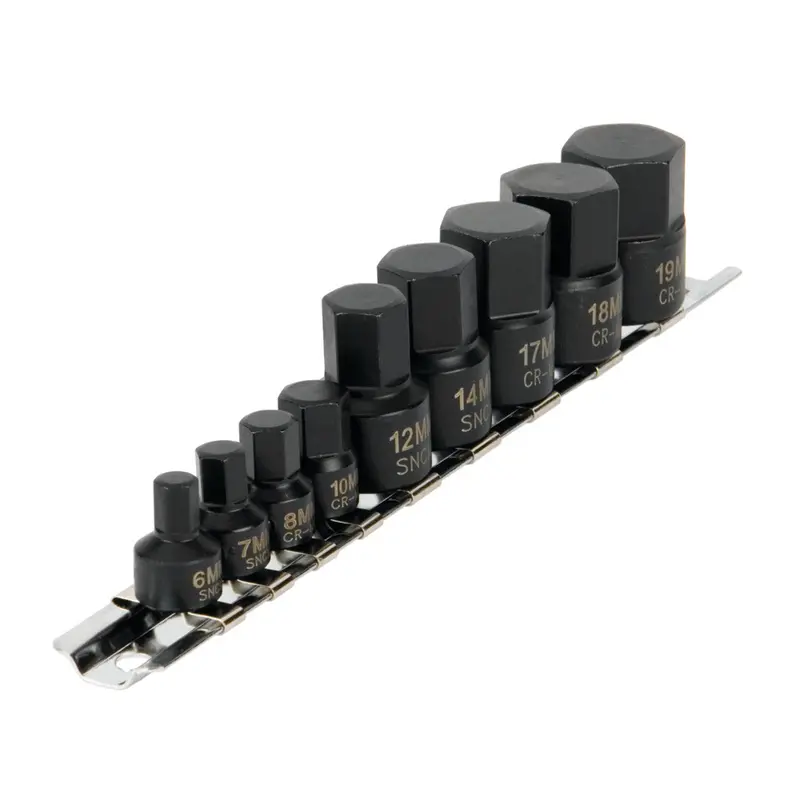 Performance Tool W38964 9-Piece Metric Hex Bit Impact Socket Set – Chrome Vanadium Steel 1